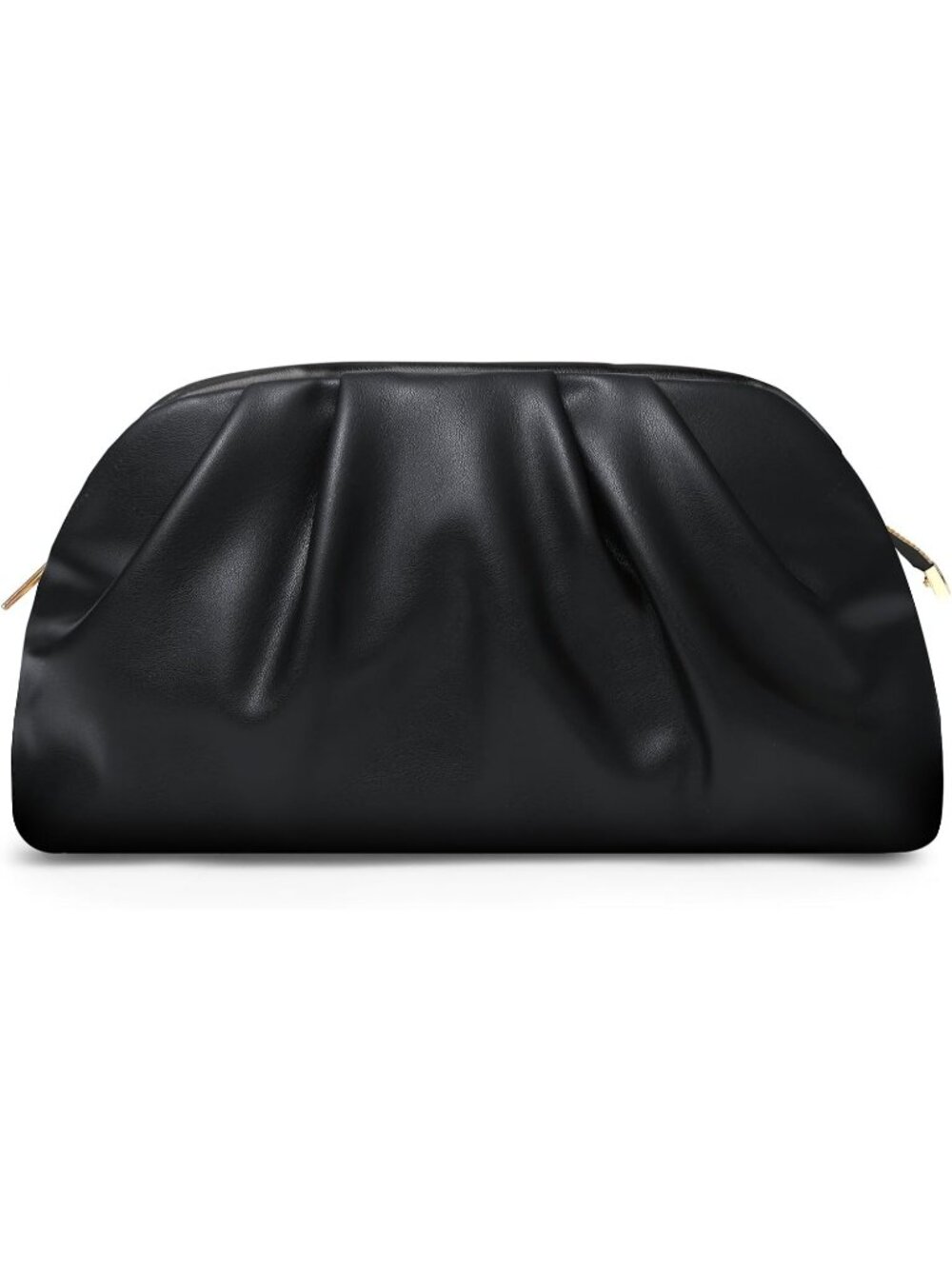 Women's Black Soft Pleated Pu Clutch Purse Elegant Evening Wedding Bag